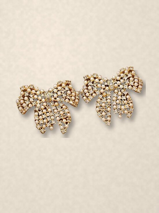 Jewelry - Gold Tone Pave Crystal Bow Stud Earrings, Gold Plated NWT